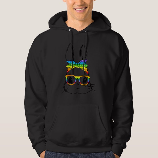 Happy Easter Day Pop It Bunny Face Glasses Easter  Hoodie (Front)