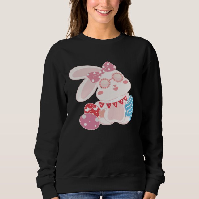 Happy Easter Day Retro Groovy Cute Bunny Rabbit Bu Sweatshirt (Front)