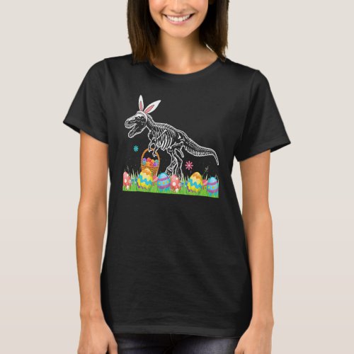 Happy Easter Day  Skeleton T Rex Bunny Hunting Egs T_Shirt