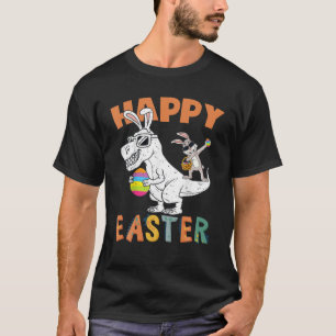 Happy Easter Day T Rex Dino Bunny Egg Boys Girls T-Shirt