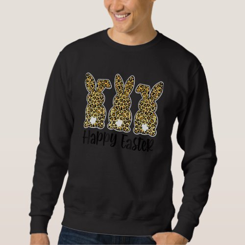 Happy Easter Day Three Bunny Buffalo Leopard Print Sweatshirt