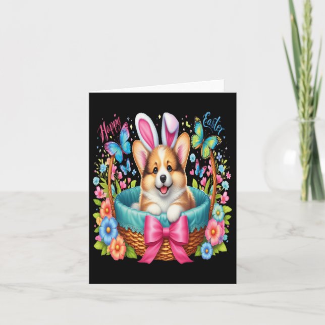 Happy Easter Day Welsh Corgi Dog Lovers Easter Bun Card (Front)