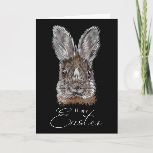 Happy Easter Day With My Bunny Face Realistic Grap Card (Front)