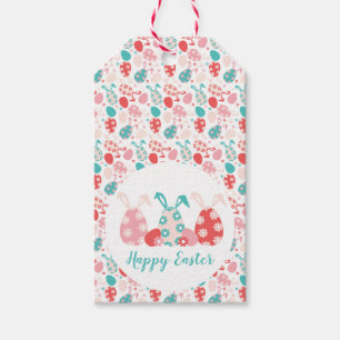 Happy Easter Decorated Eggs Bunny Ears Gift Tags