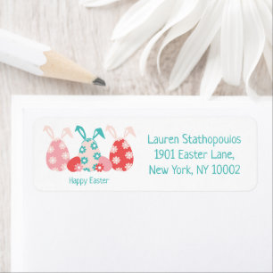 Happy Easter Decorated Eggs Bunny Ears Label