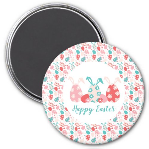 Happy Easter Decorated Eggs Bunny Ears Magnet