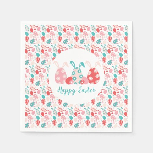 Happy Easter Decorated Eggs Bunny Ears Napkins