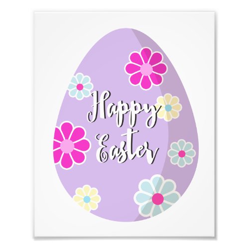 Happy Easter Decorated flower Egg Illustration Photo Print