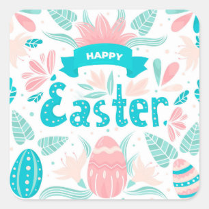 Happy Easter Decoration Square Sticker