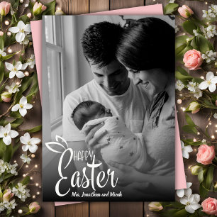 Happy Easter Decorative Script Overlay Photo Holiday Card