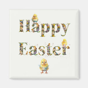 Happy Easter Decorative text Baby Chics Magnet
