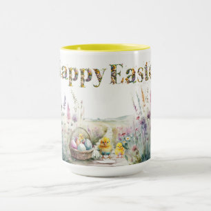 Happy Easter Decorative text Baby Chics Mug