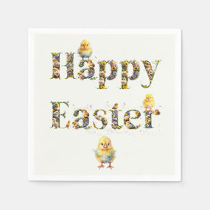 Happy Easter Decorative text Baby Chics Napkins