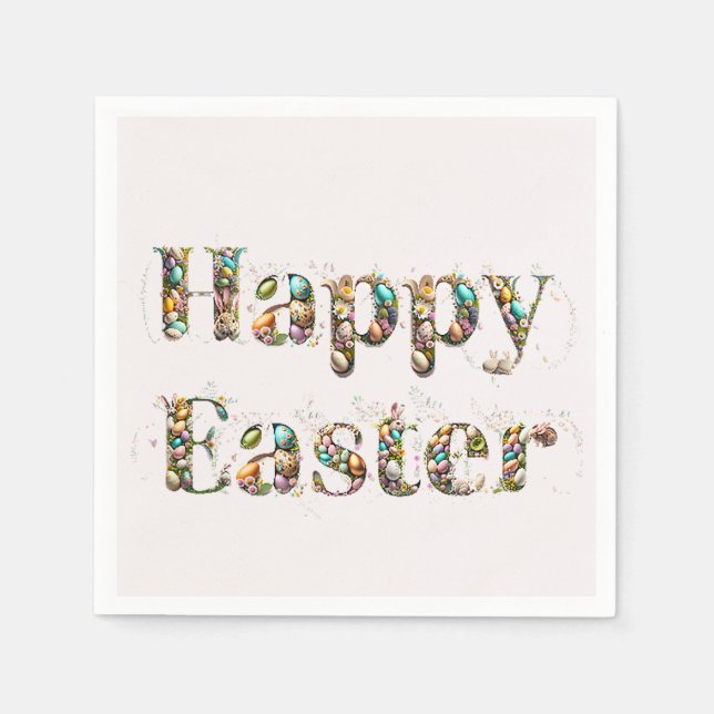 Happy Easter Decorative text  Napkins (Front)
