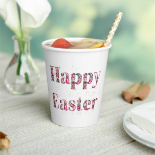 Happy Easter Decorative text Paper Cups