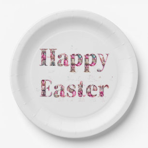 Happy Easter Decorative text  Paper Plates