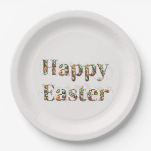 Happy Easter Decorative text Paper Plates