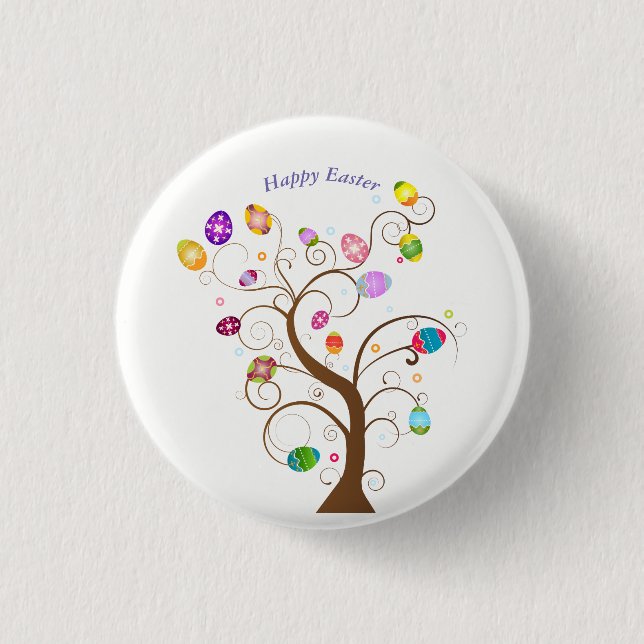 happy Easter Decorative tree eggs Button (Front)