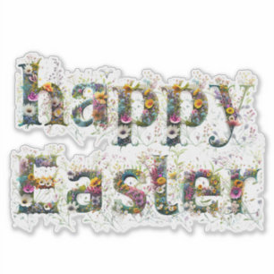 Happy Easter Decorative Wildflower text Sticker
