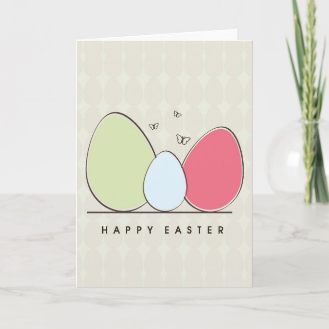 Happy Easter Design with Colorful Eggs Holiday Card (Front)