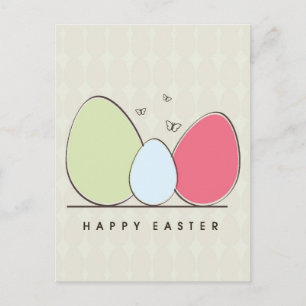 Happy Easter Design with Colorful Eggs Holiday Postcard