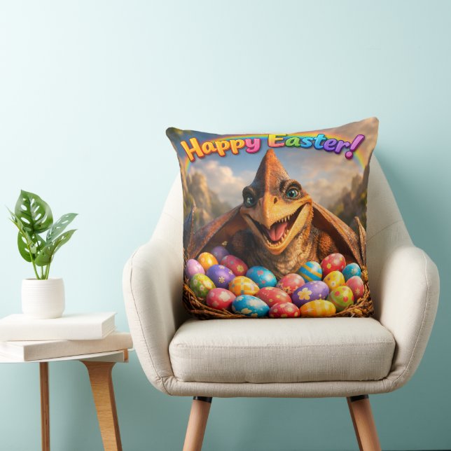 Happy Easter dinosaur Agnes throw pillow (Chair)