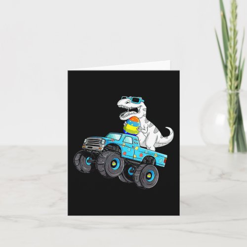 Happy Easter Dinosaur Riding Monster Truck T Rex B Card