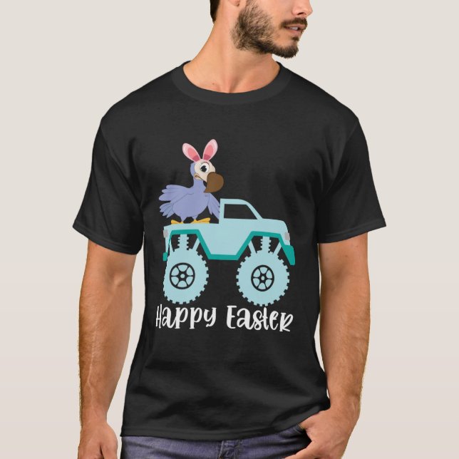 Happy Easter Dodo Bird Riding Monster Truck Toddle T-Shirt (Front)