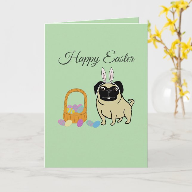 Happy Easter, dog Card (Yellow Flower)