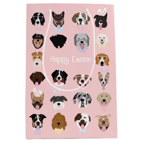 Happy Easter Dog Face Pattern Medium Gift Bag