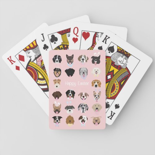 Happy Easter Dog Face Pattern Playing Cards