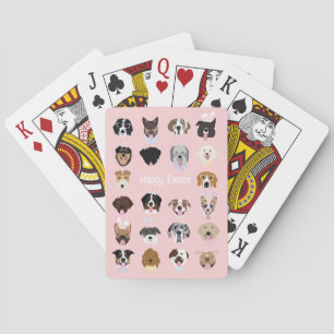 Happy Easter Dog Face Pattern Poker Cards
