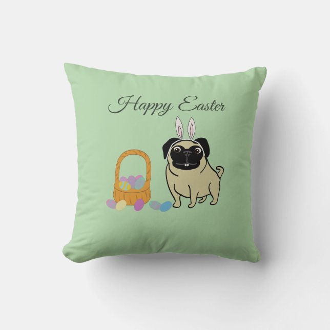 Happy Easter, dog Throw Pillow (Front)