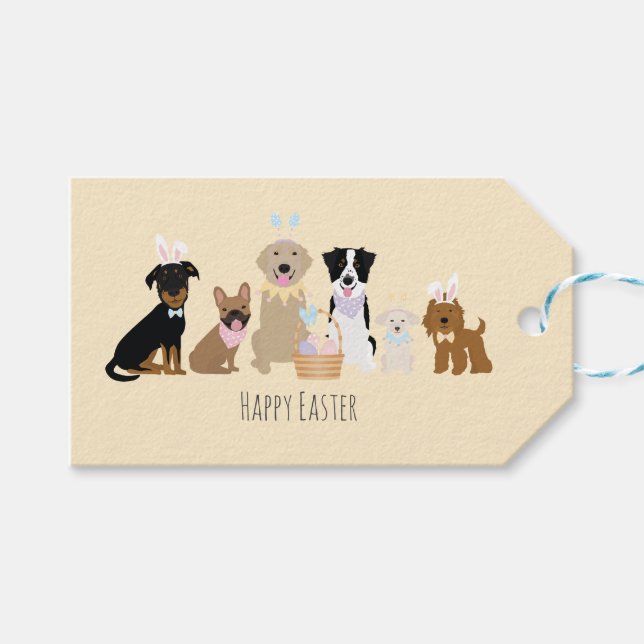 Happy Easter Dogs Gift Tags (Front (Horizontal))