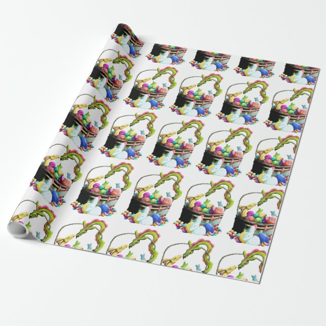 Happy Easter Dragons Wrapping Paper (Unrolled)