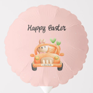 Happy Easter driver bunny on pink Balloon