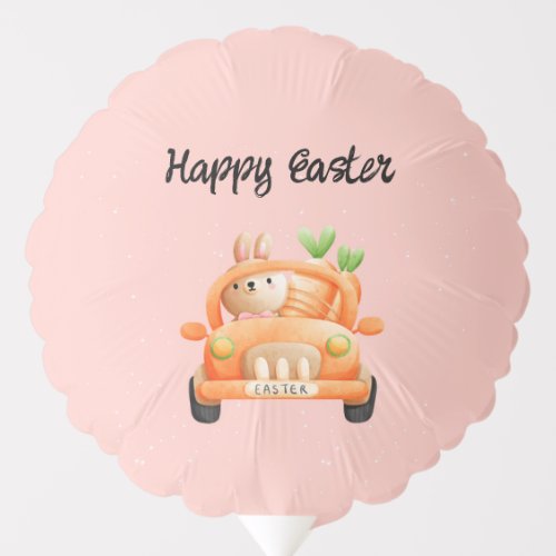 Happy Easter driver bunny on pink Balloon