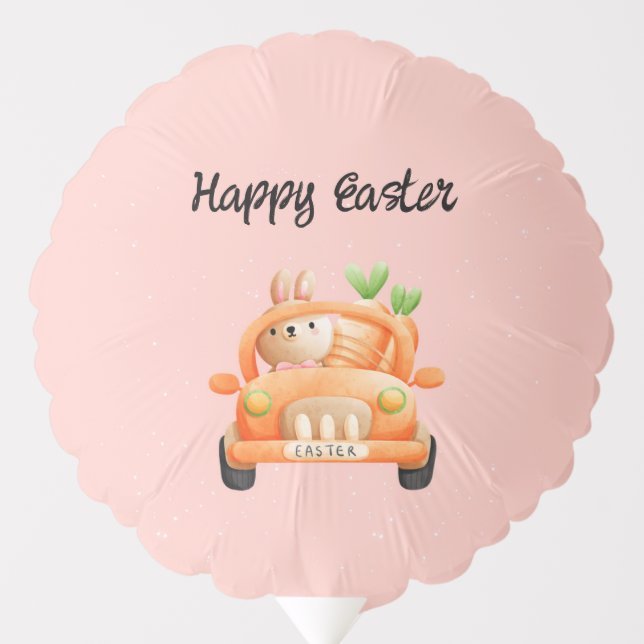 Happy Easter driver bunny on pink Balloon (Front)