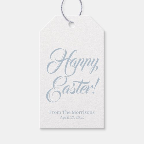 Happy Easter dusty blue custom script cute elegant Gift Tags