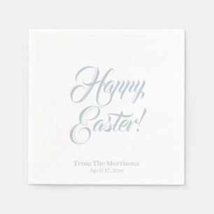 Happy Easter dusty blue custom script elegant cute Napkins