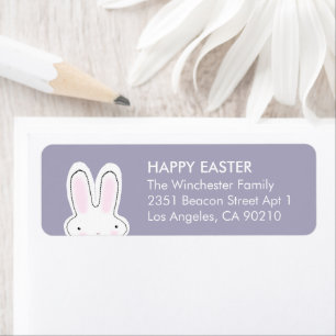 Happy Easter dusty lavender cute bunny address Label