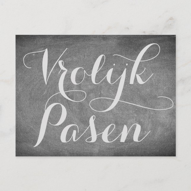 Happy Easter Dutch Pasen Chalkboard Typography Holiday Postcard (Front)