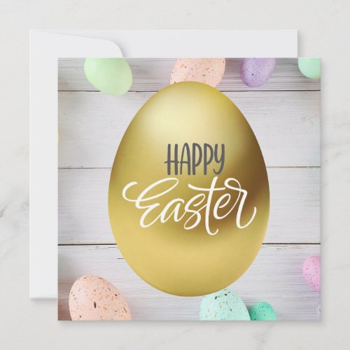 Happy Easter _ Dyed Eggs_ Golden Egg Easter Card