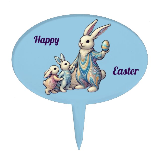 HAPPY EASTER ~ EASTER BUNNIES ~  CAKE TOPPER (Front)