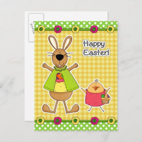 Happy EasterEaster Bunny and Chick Postcards