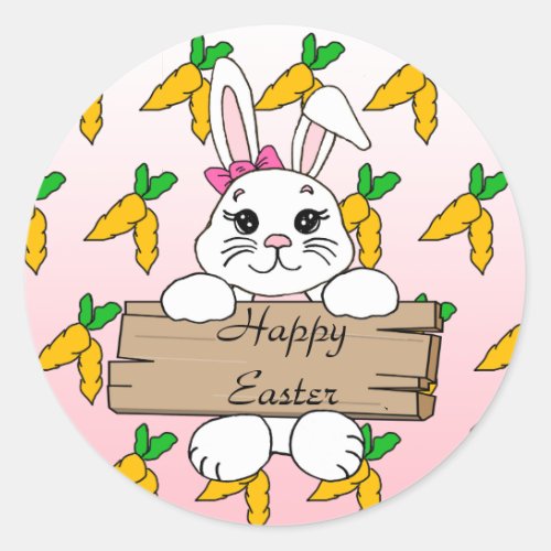 Happy Easter Easter Bunny Button Classic Round Sticker