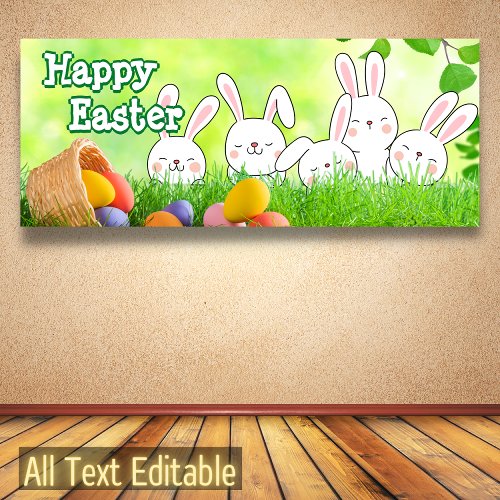 Happy Easter Easter Bunny Easter Egg Easter Basket Banner