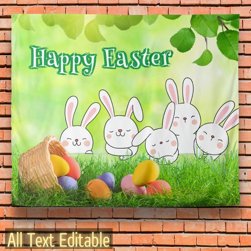 Happy Easter Easter Bunny Easter Egg Easter Basket Tapestry