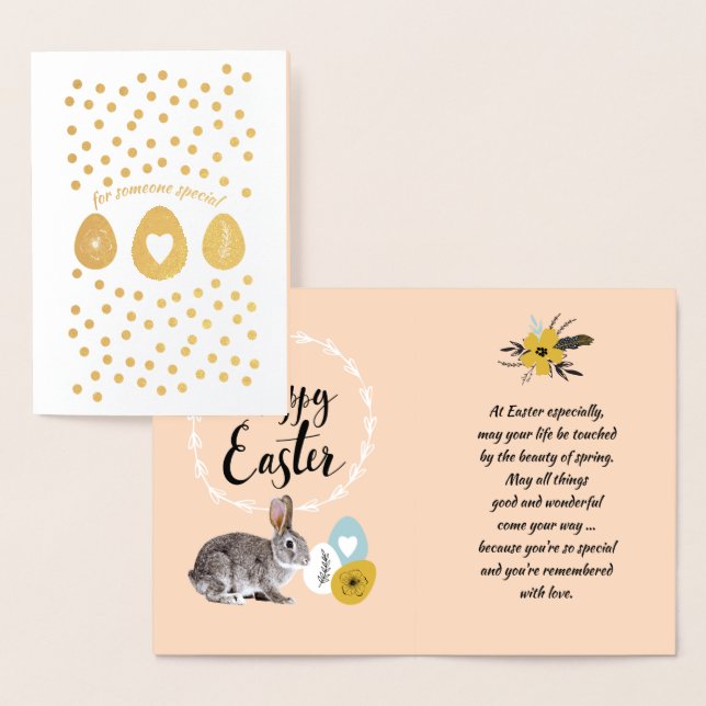 Happy Easter.  Easter Bunny Foil Card (Display)
