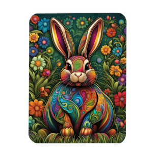 Happy Easter - Easter bunny in flowers 2 Magnet